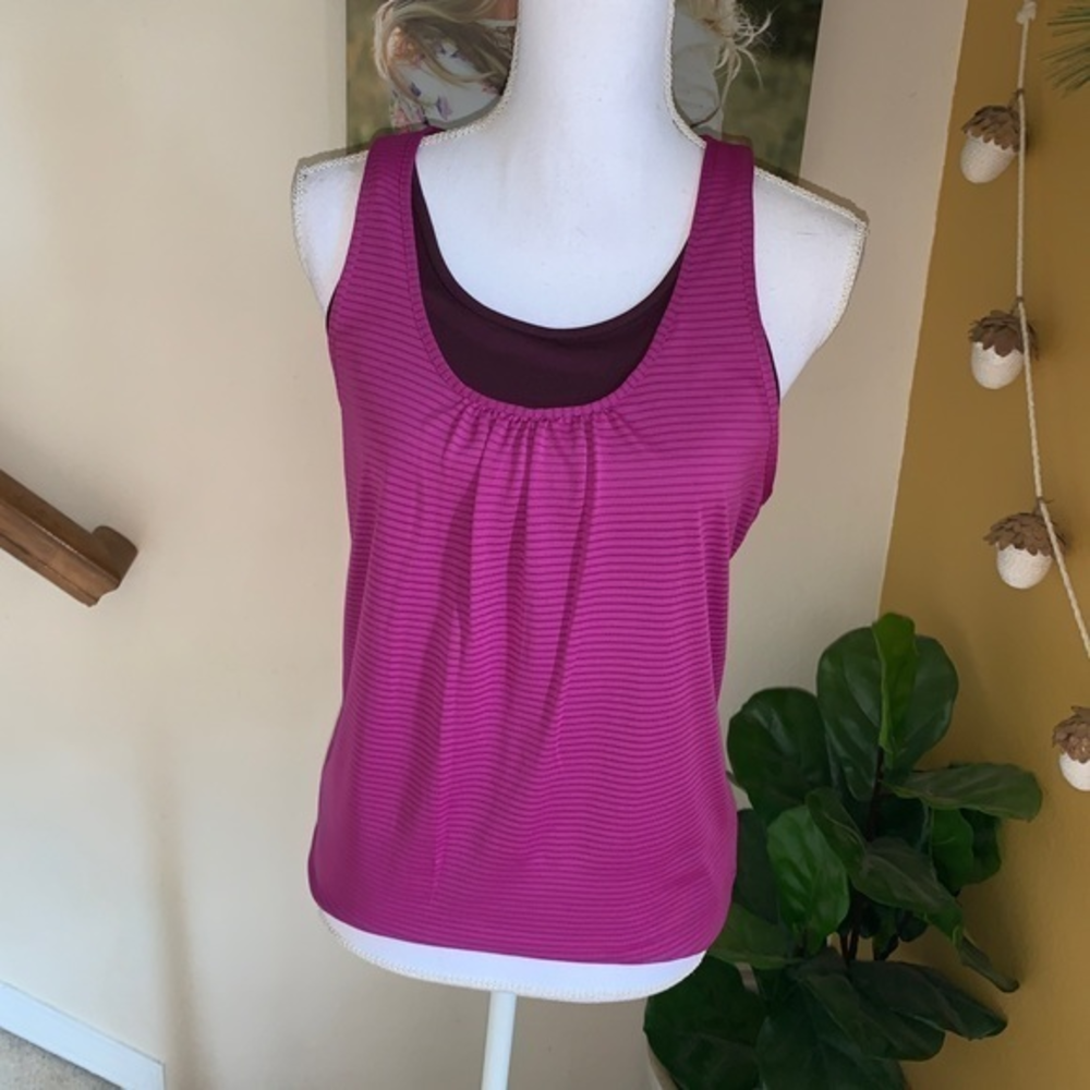 PrAna‎ Mika purple striped double layer tank S